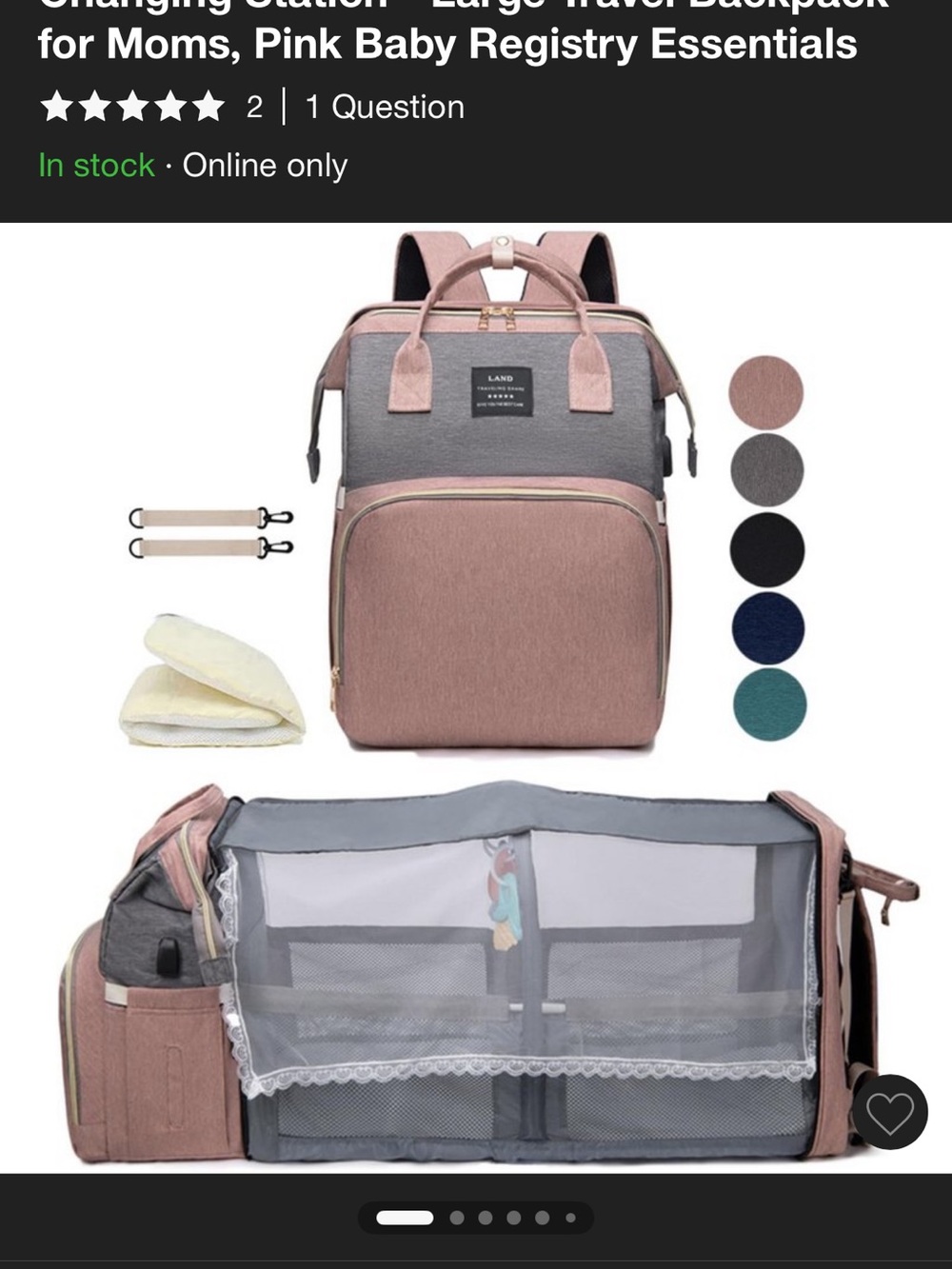 25L Diaper Bag Backpack in Dusty Pink - Organized Baby Travel Bag